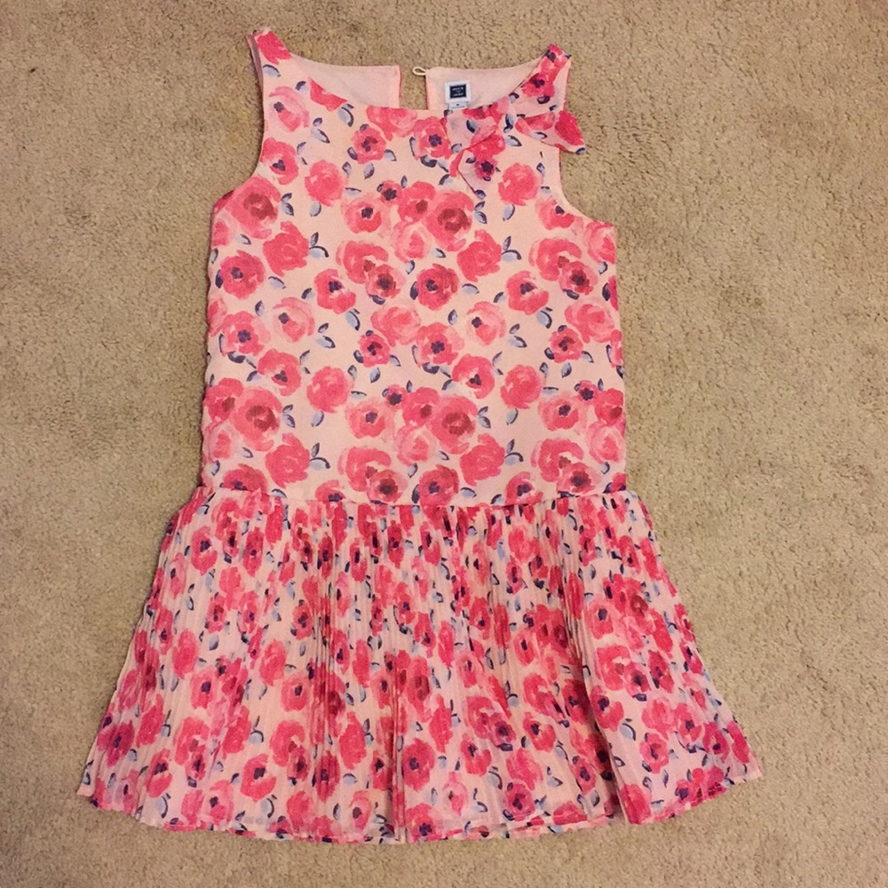 Pink floral spring dress.